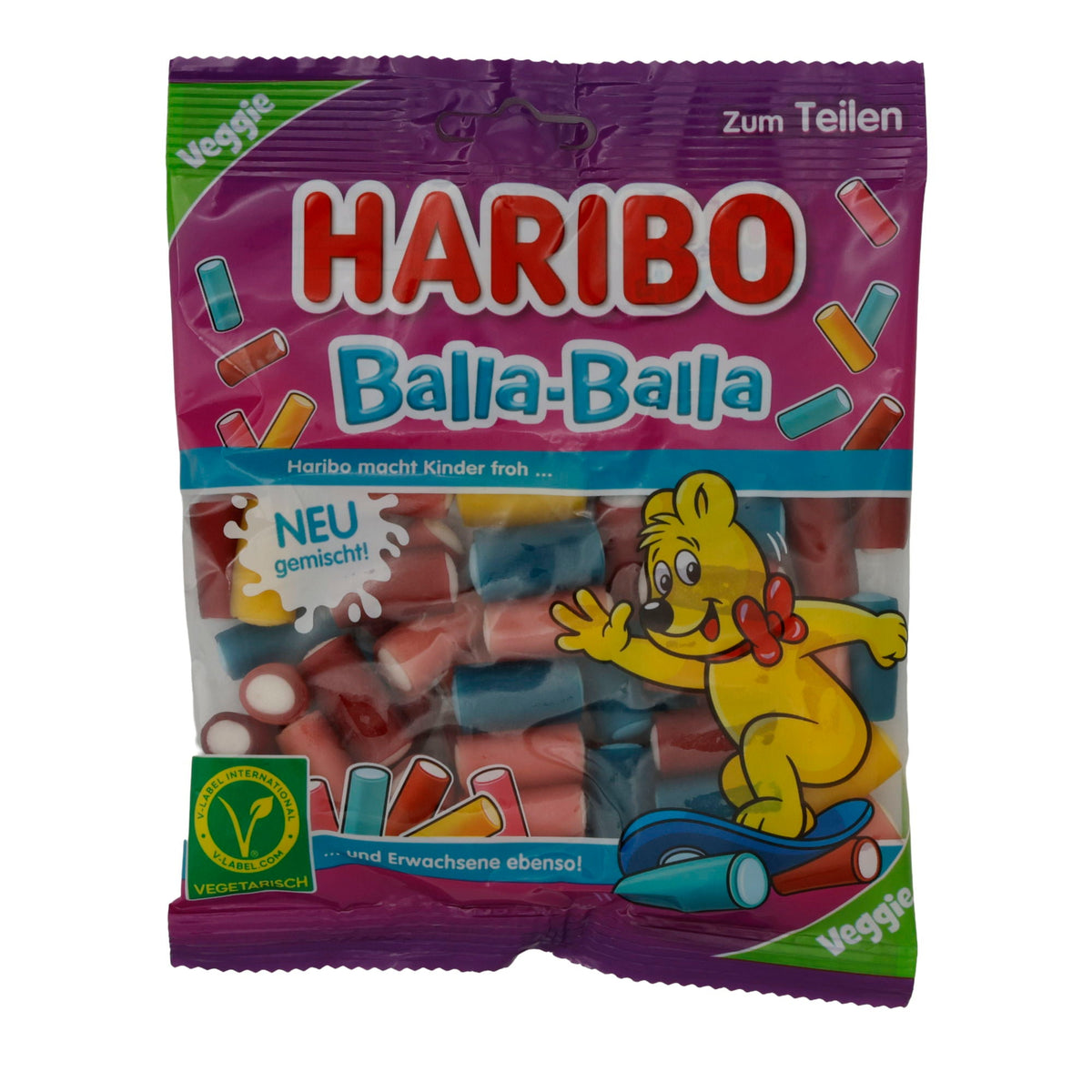 Balla-Balla Haribo | Bunte Gummibonbons | Mit saurer Zuckerglasur und fruchtigen Geschmacksrichtungen | 160 g HARIBO