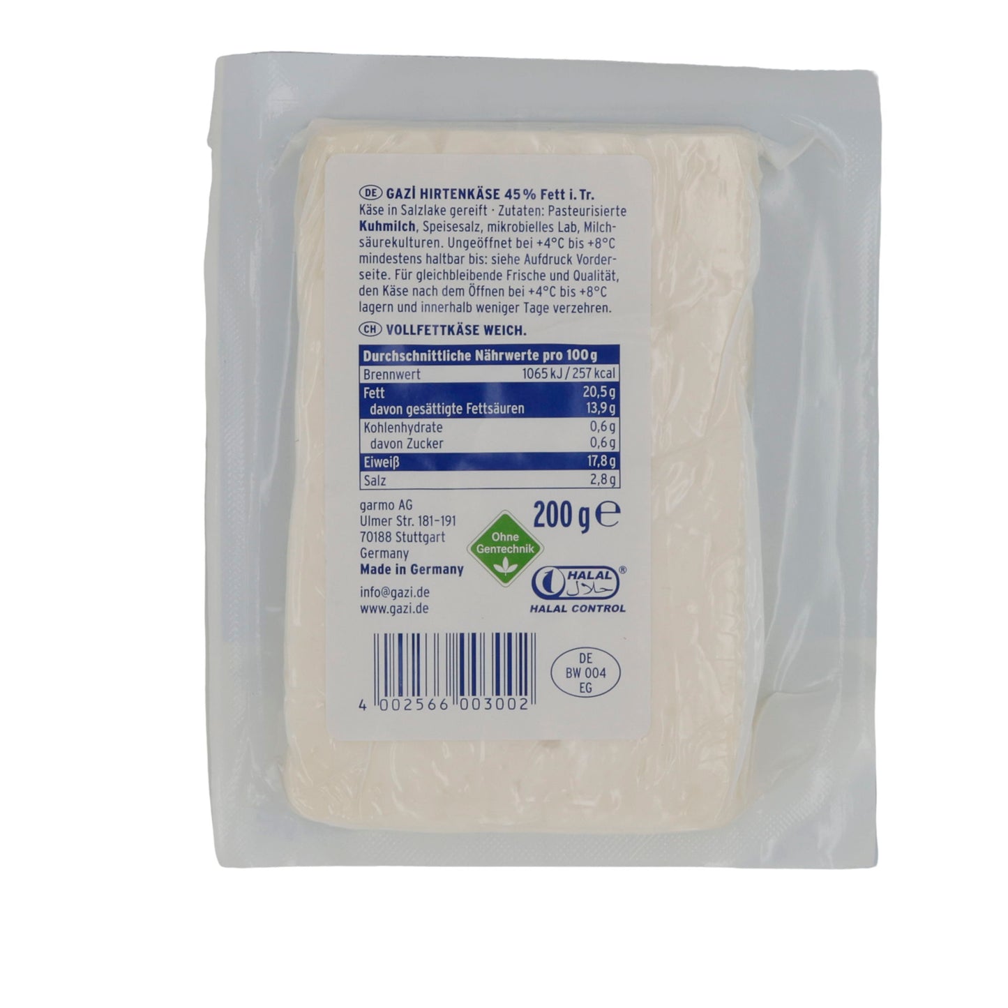 FROMAGE CLASSIQUE SOUS VIDE 45 % DE MATIÈRE GRASSE