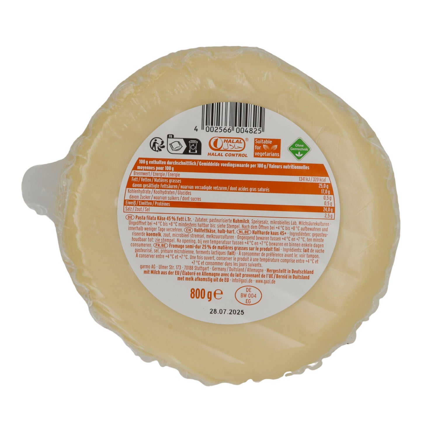 Käse Gazi | Kaşar Peyniri | Formaggio Kashkaval 45% grassi | 800 g