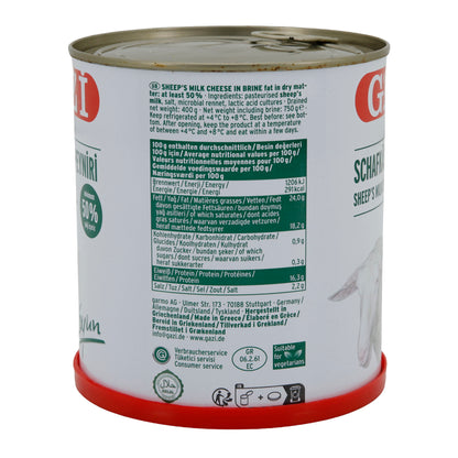 Schafskäse GAZİ | Schafskäse in Salzlake | 50 % Fett i. Tr. | 750 g Dose