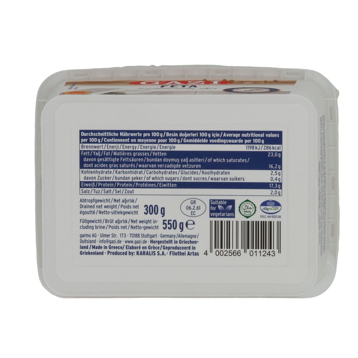 Formaggio Feta Gazi | Tradizionalmente stagionato | Feta greco | 550 g