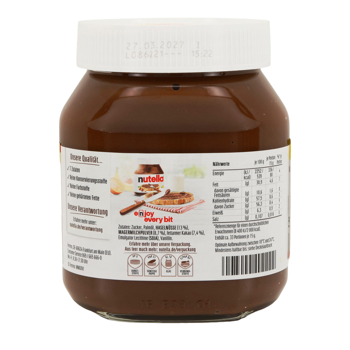 Nutella Nuss-Nugat-Creme 500 g + 50 g Gratis