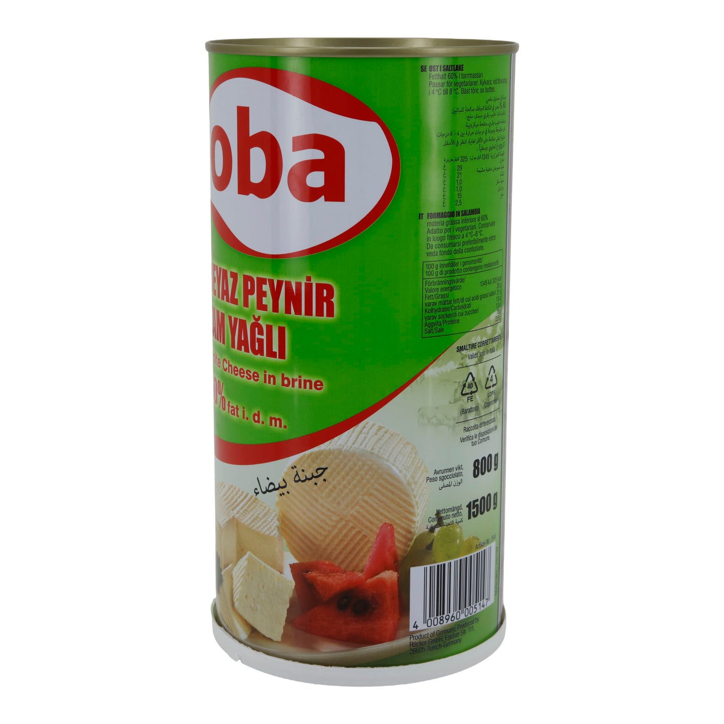 Weißkäse Oba | In Salzlake | Vollfettkäse 60 % Fett i. Tr. | 1500 g