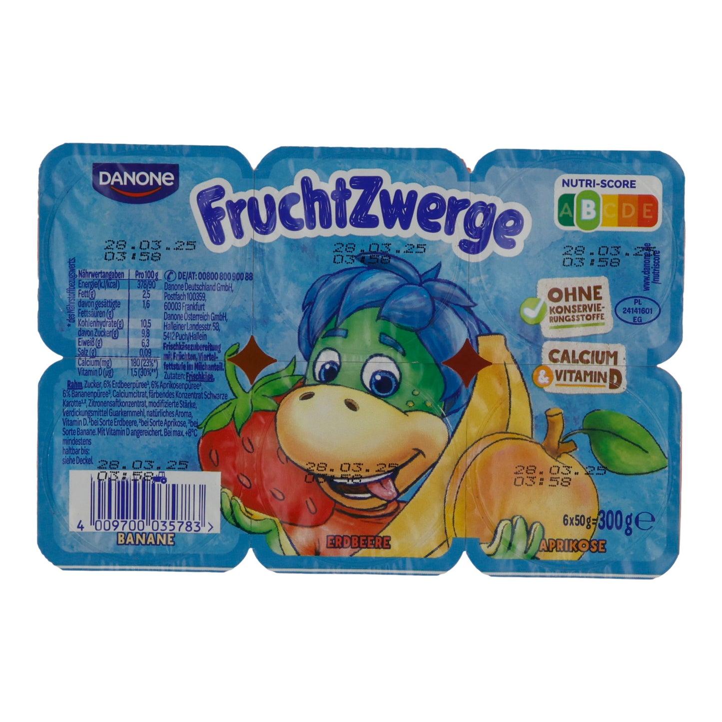 Fruchtquark Danone FruchtZwerge | Cremig | Mit Calcium und Vitamin D | 300 g
