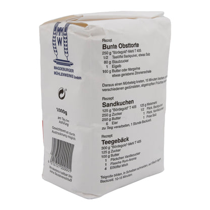 Weizenmehl Bördegold | Type 405 | Fein gemahlenes Weizenmehl für Backwaren | 1 kg
