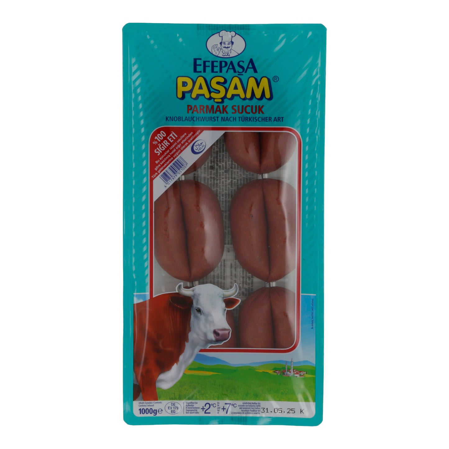 Knoflookworst Efepasa | Pasam Parmak Sucuk | Halal, Turkse stijl | 1000g
