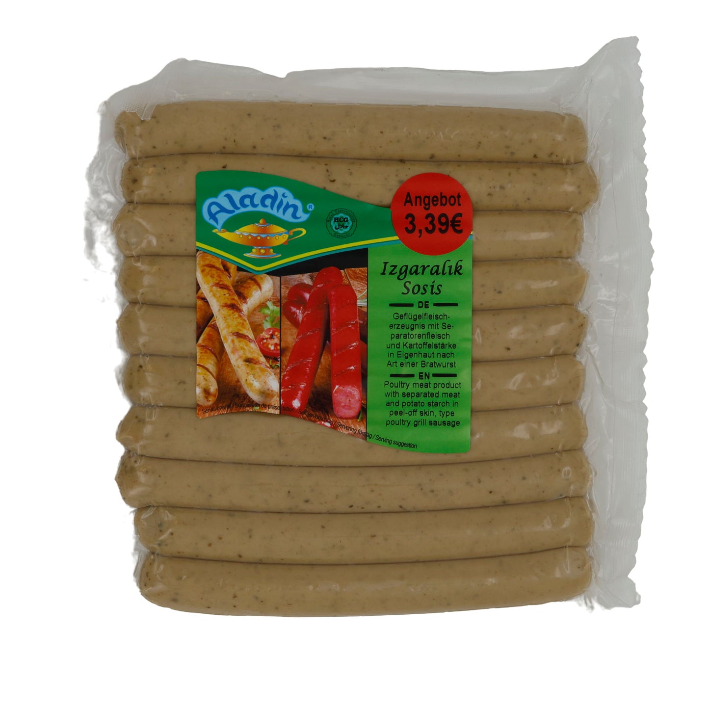 Bratwurst Aladin | Izgaralık Sosis | Würzig, Geflügel, Grill & Pfanne | 500 g