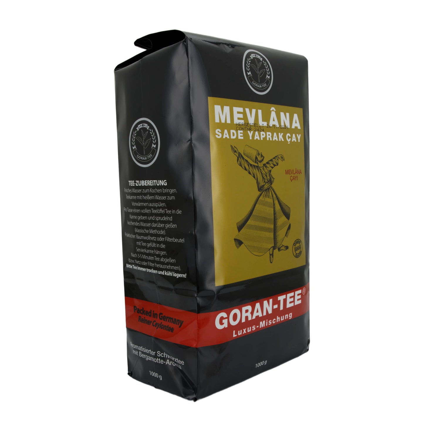 Schwarzer Tee Goran-Tee | Mevlâna | Aromatisiert mit Bergamotte | 1000 g