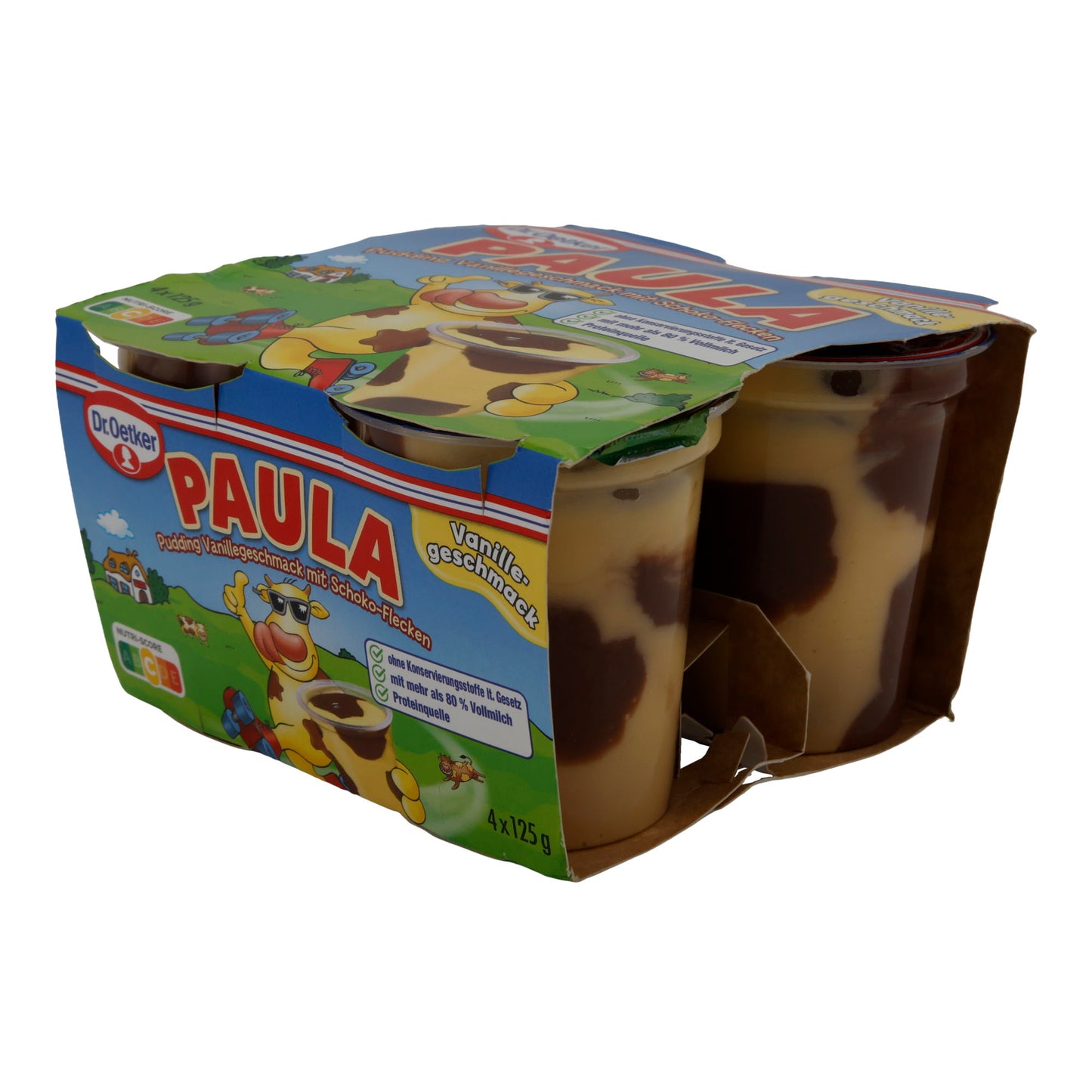 Budino Dr. Oetker Paula Budino alla Vaniglia con Macchie di Cioccolato | Cremoso Budino di Latte | 4 x 125 g