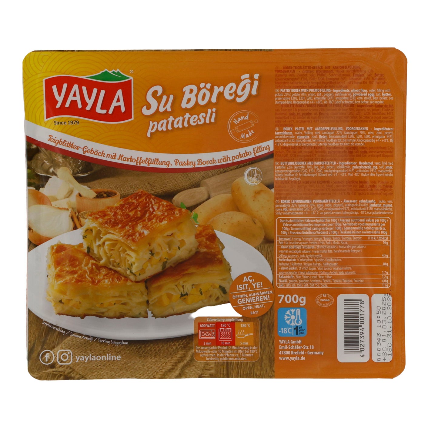 Börek Yayla | Su Böregi Patatesli | Traditionelles Börek mit Kartoffelfüllung | 700 g
