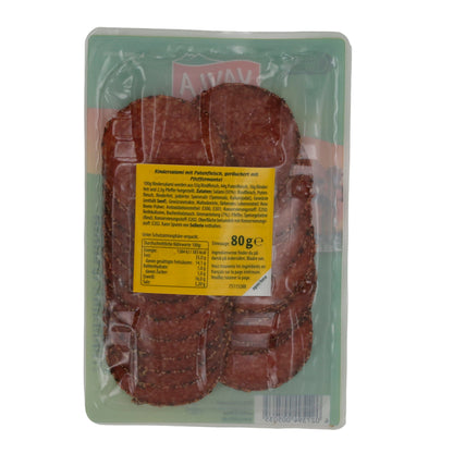 Salami Yayla | Salami de bœuf au poivre noir | Fumé, bœuf, enrobé de poivre, Halal | 80 g