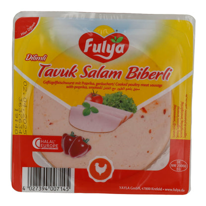 Salsiccia di carne di pollame Fulya | Salam di pollo piccante | Affumicato, con paprika, Halal | 200 g