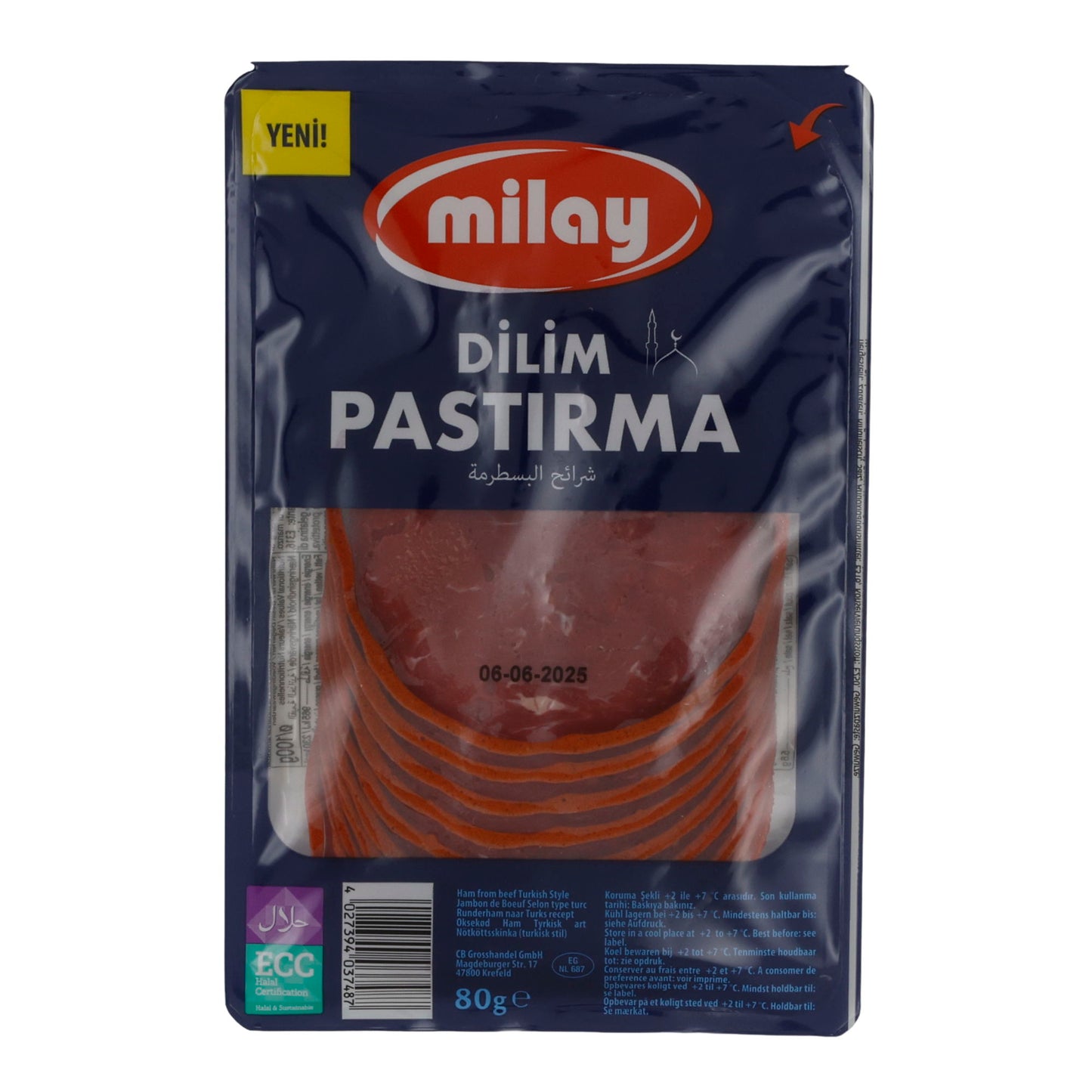 Pastirma Milay | Pastirma a fette | Essiccato all'aria, manzo, affettato | 80 g