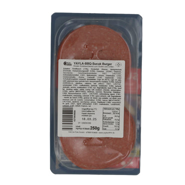 Knoblauchwurst Yayla | Sucuk Burger | Rinder-Patties, Grill & Pfanne | 250 g