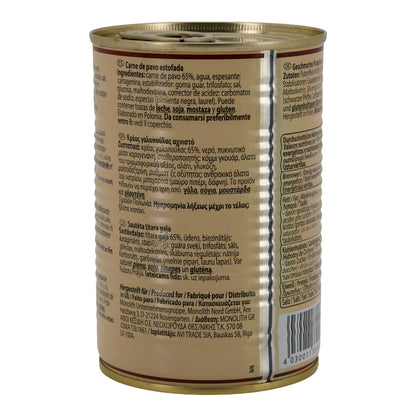 Kalkoenvlees MERK Nr.1 | Gestoofd | Kant-en-klare vleesconserve | 400 g Blik