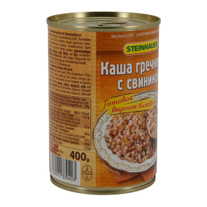 Boekweitgrut met varkensvlees Steinhauer | Kant-en-klaar gerecht | Klaar om te serveren | 400 g blik
