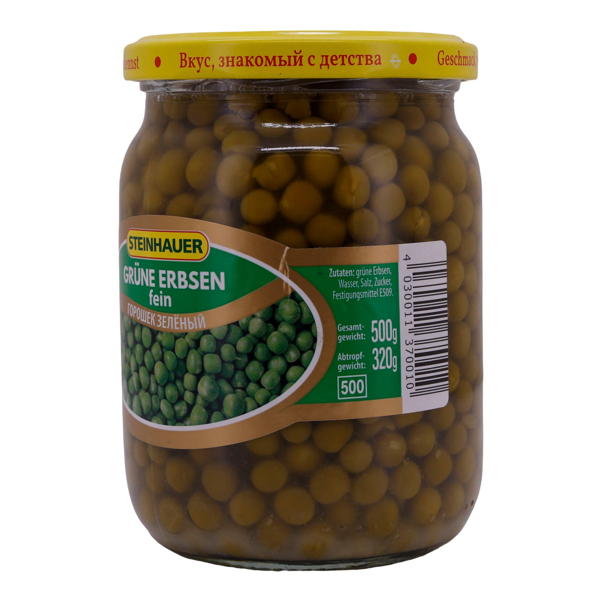 Grüne Erbsen Steinhauer | Fein | Natürlicher Geschmack, hochwertige Glasverpackung | 500 g