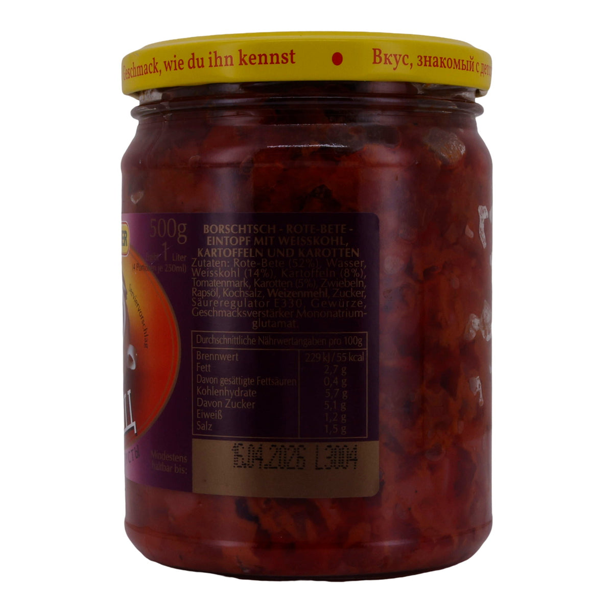 Borschtsch Steinhauer | Rote Beete Eintopf | Mit Weißkohl, Kartoffeln & Karotten, traditionell | 500 g STEINHAUER