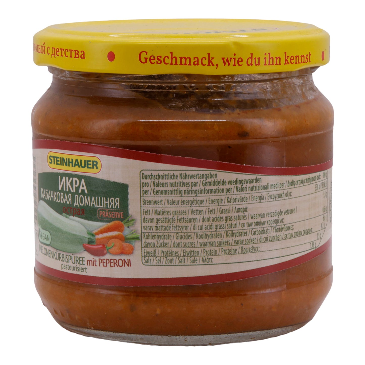 Melonenkürbispuree Steinhauer | Met Peperoni | Pittige veganistische specialiteit | 370 g