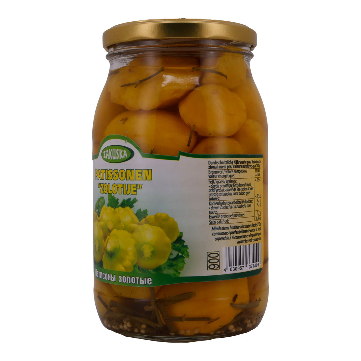 Kürbisse Zakuska | Patissonen Zolotije | Eingelegt | 860g
