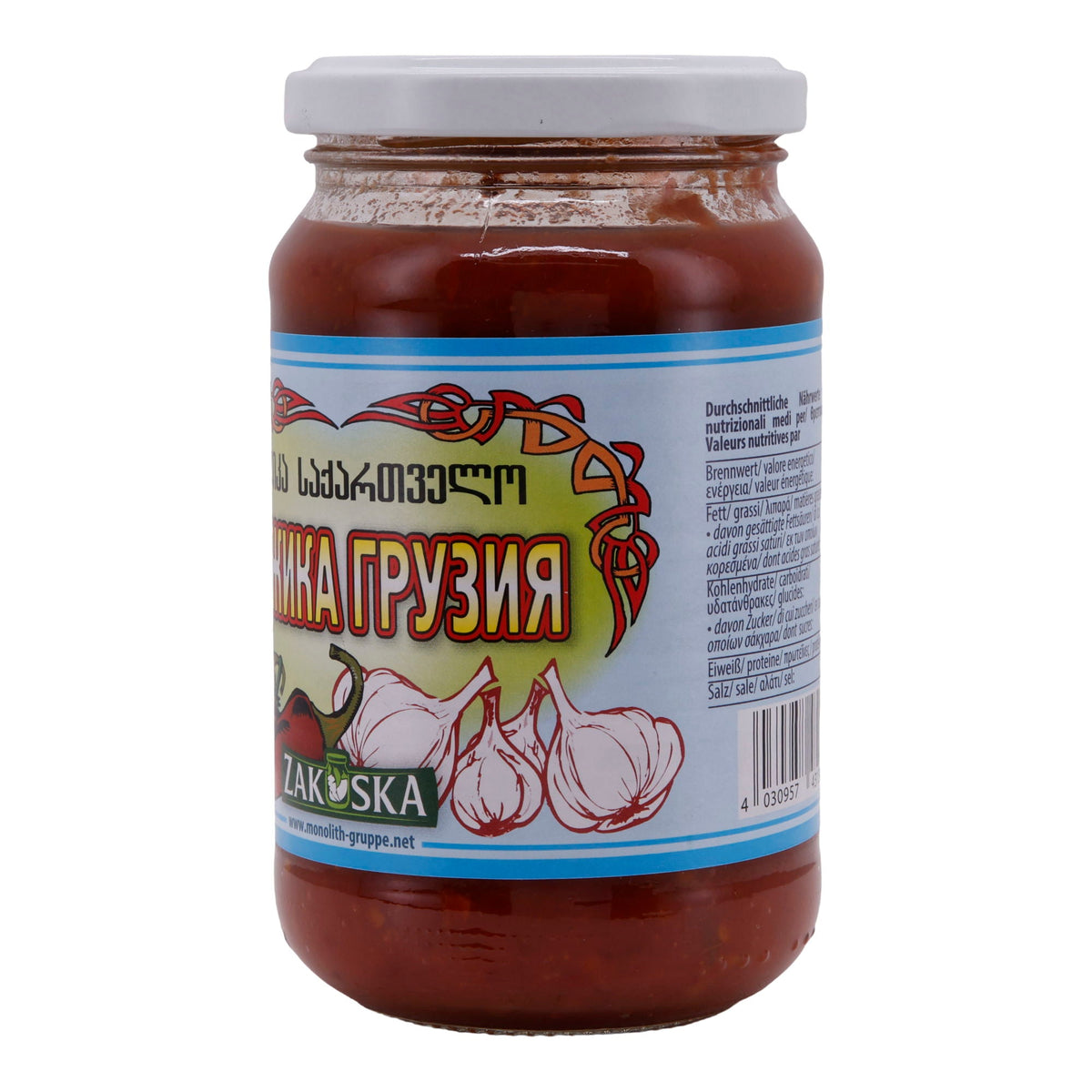 Adschika Sauce Zakuska | Georgische Chili-Knoblauch-Sauce | Würzig, im Glas | 360 g