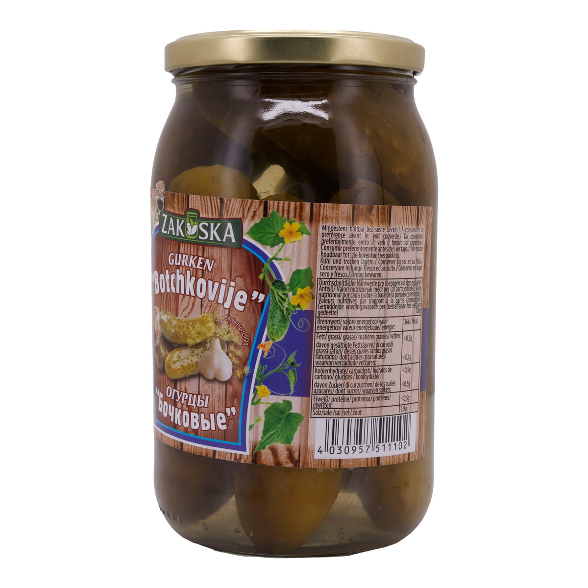 Gurken Zakuska | Botchkovije | Traditionell eingelegt | 830g (520g Abtropfgewicht)