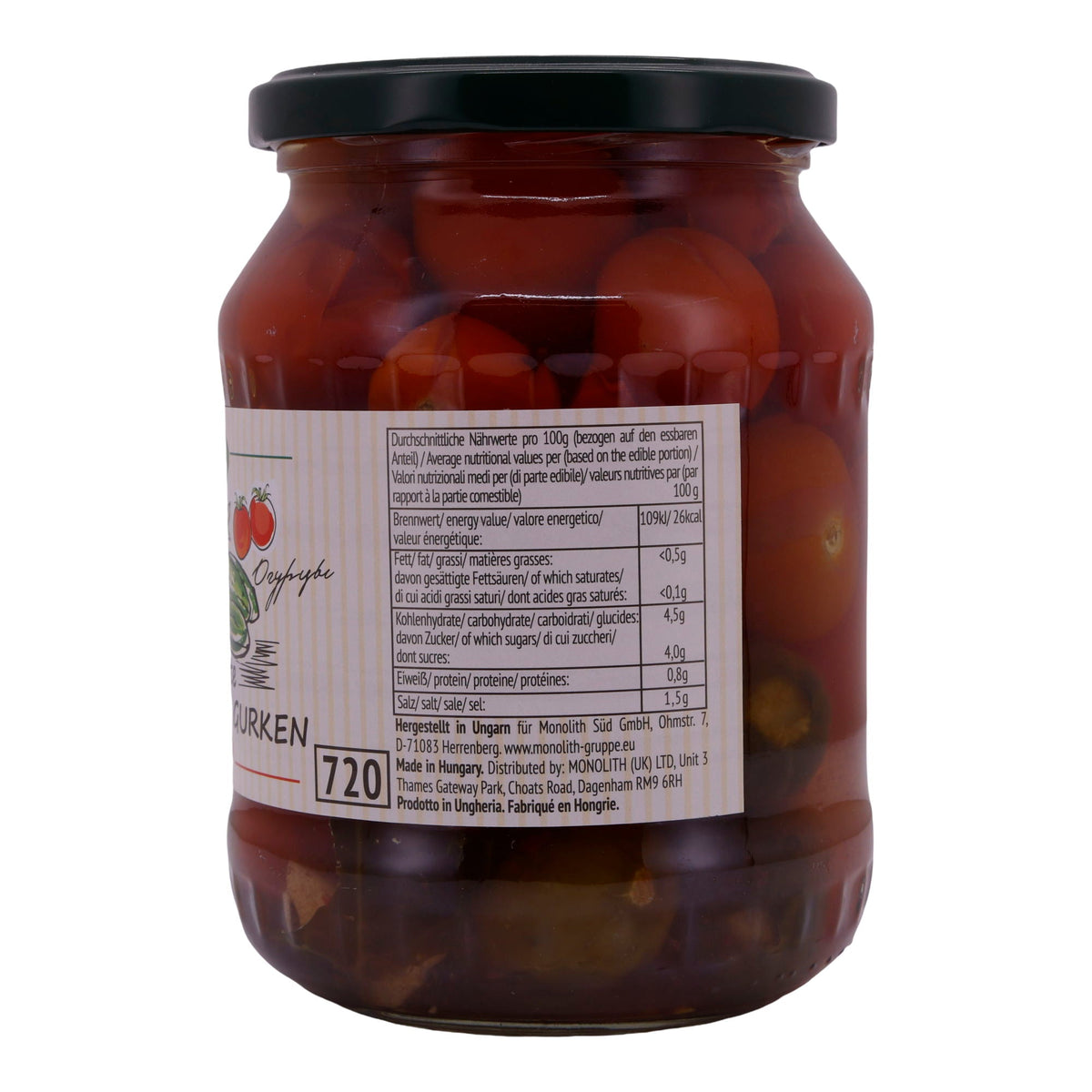 Eingelegtes Gemüse Zakuska | Tomaten & Gurken | Würzig, Cherry-Tomaten & Gurken | 680 g