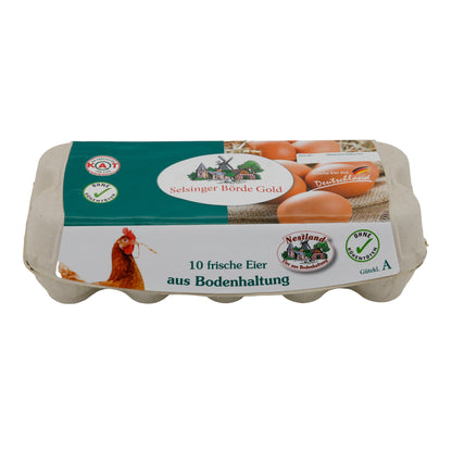Börde Gold Eier Selsinger | Frische Eier | Bodenhaltung Klasse A | 10 Stück