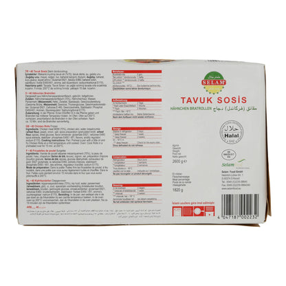 Bratwurst Selam | Tavuk Sosis | Halal, Hähnchen Bratrollen, tiefgefroren | 2600g