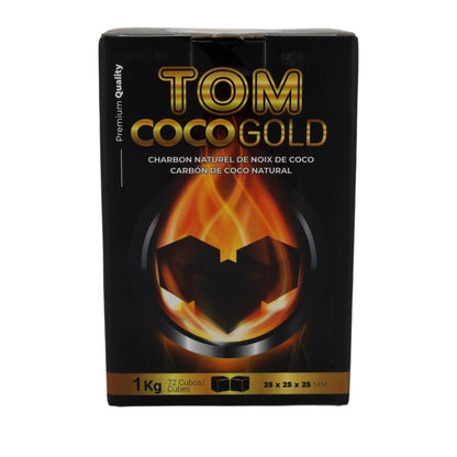 Grillkohle Tom Coco Gold | Kokosnusskohle | Für Shisha und Grill, natürliche Alternative | 1 kg