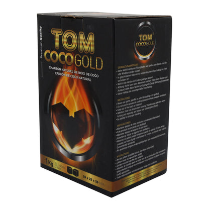 Grillkohle Tom Coco Gold | Kokosnusskohle | Für Shisha und Grill, natürliche Alternative | 1 kg