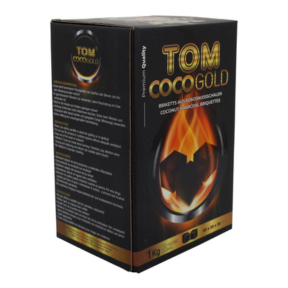 Grillkohle Tom Coco Gold | Kokosnusskohle | Für Shisha und Grill, natürliche Alternative | 1 kg