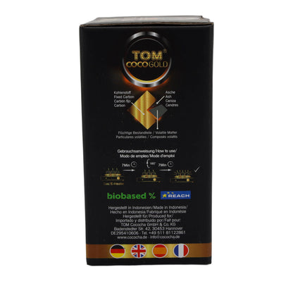 Grillkohle Tom Coco Gold | Kokosnusskohle | Für Shisha und Grill, natürliche Alternative | 1 kg