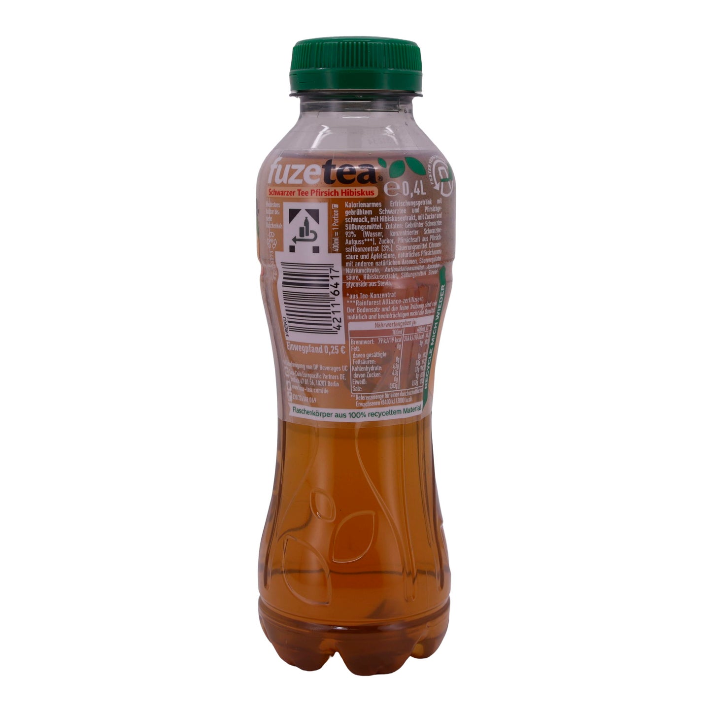 Zwarte Thee Fuze Tea | Perzik Hibiscus | Caloriearm, verfrissend | 0,4 L