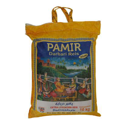 Riz Pamir Darbari | Riz Extra Long Grain Golden | Riz noble pour plats traditionnels | 10 kg
