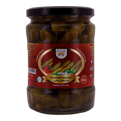 Salzgurken Pamir | Eingelegt | Knackig, mit Dill-Aroma | 560g