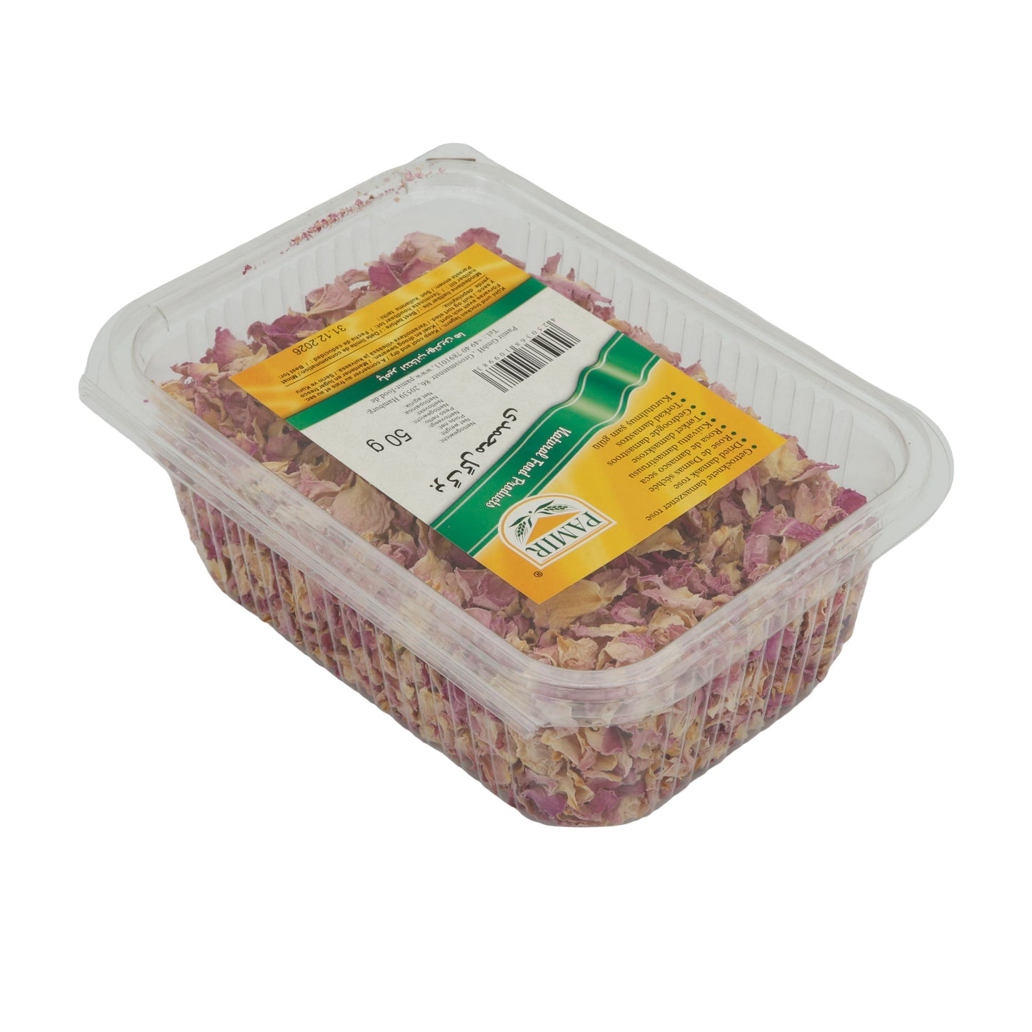 Damaszener-Rosenblüten Pamir | Aromatische Blüten | Für Tee, Desserts und orientalische Gerichte | 50 g Packung