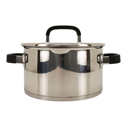 Almina Edelstahl Kochtopf – 22 cm, 4,5 Liter – Induktionsgeeignet mit Glasdeckel