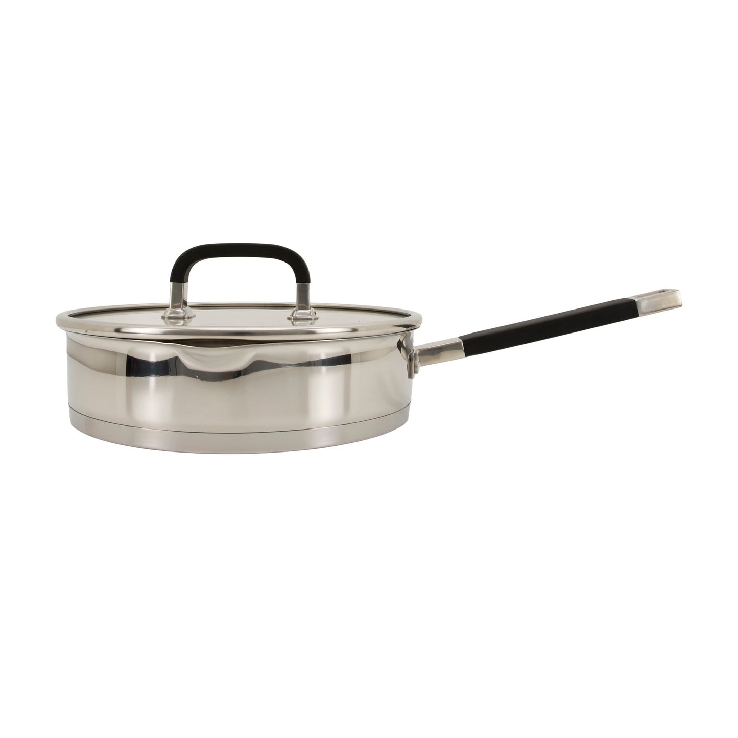 Almina Edelstahl Bratpfanne mit Glasdeckel – 24 cm, 2,6 Liter, Induktionsgeeignet
