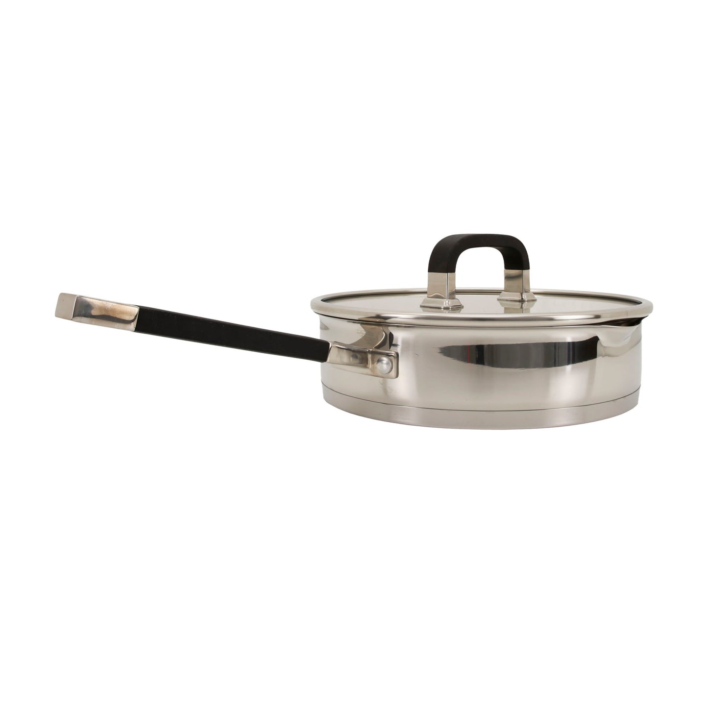 Almina Edelstahl Bratpfanne mit Glasdeckel – 24 cm, 2,6 Liter, Induktionsgeeignet