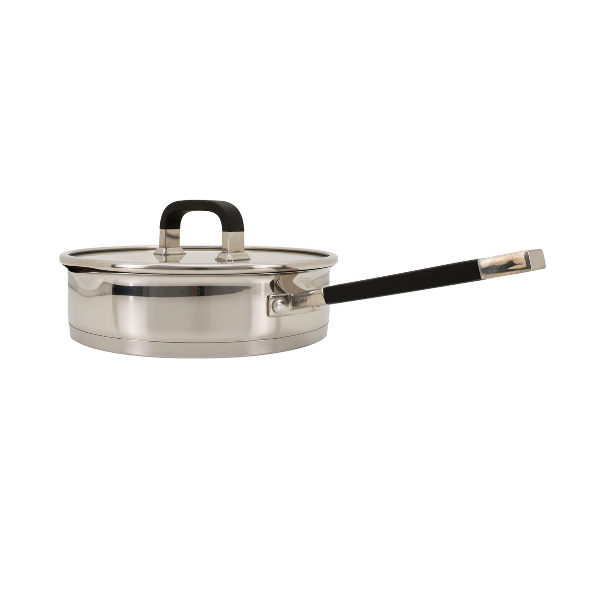 Almina Edelstahl Bratpfanne mit Glasdeckel – 24 cm, 2,6 Liter, Induktionsgeeignet ALMINA
