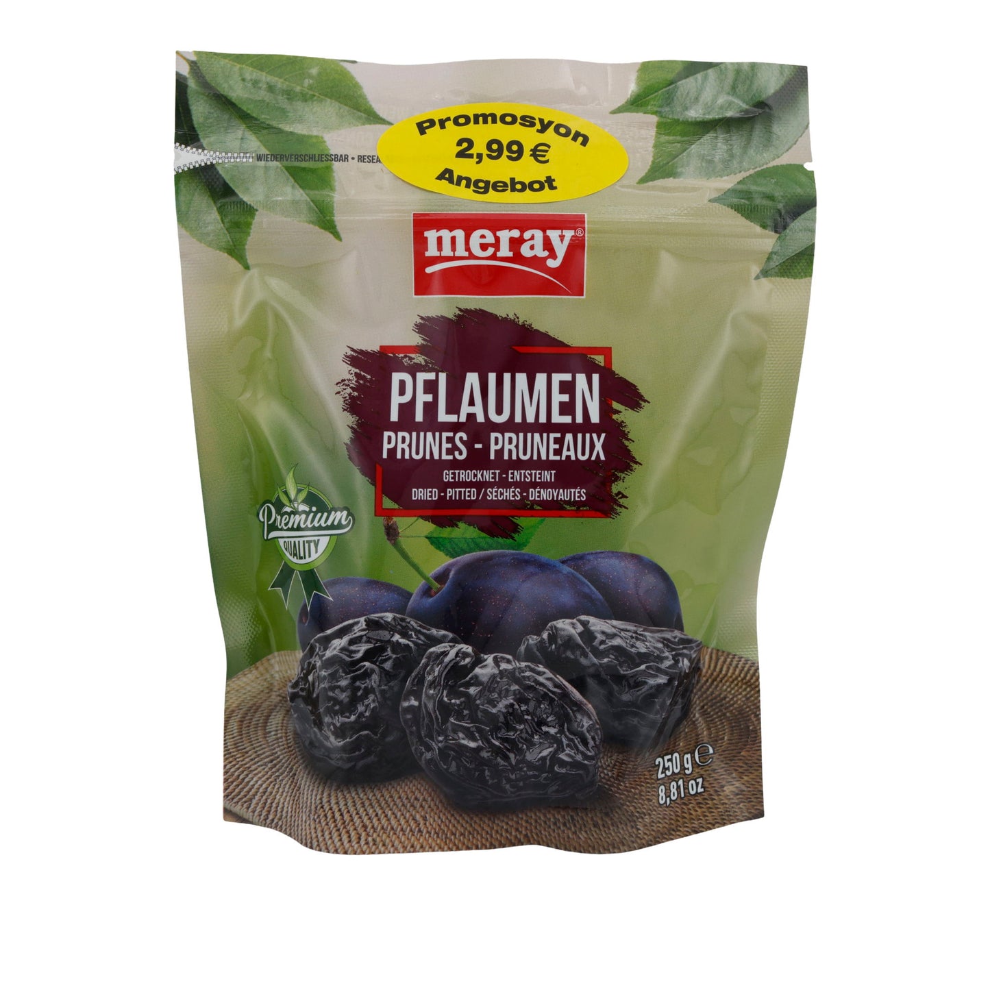Pflaumen Meray | Getrocknet & entsteint | Fruchtiger Genuss ohne Zuckerzusatz | 250 g