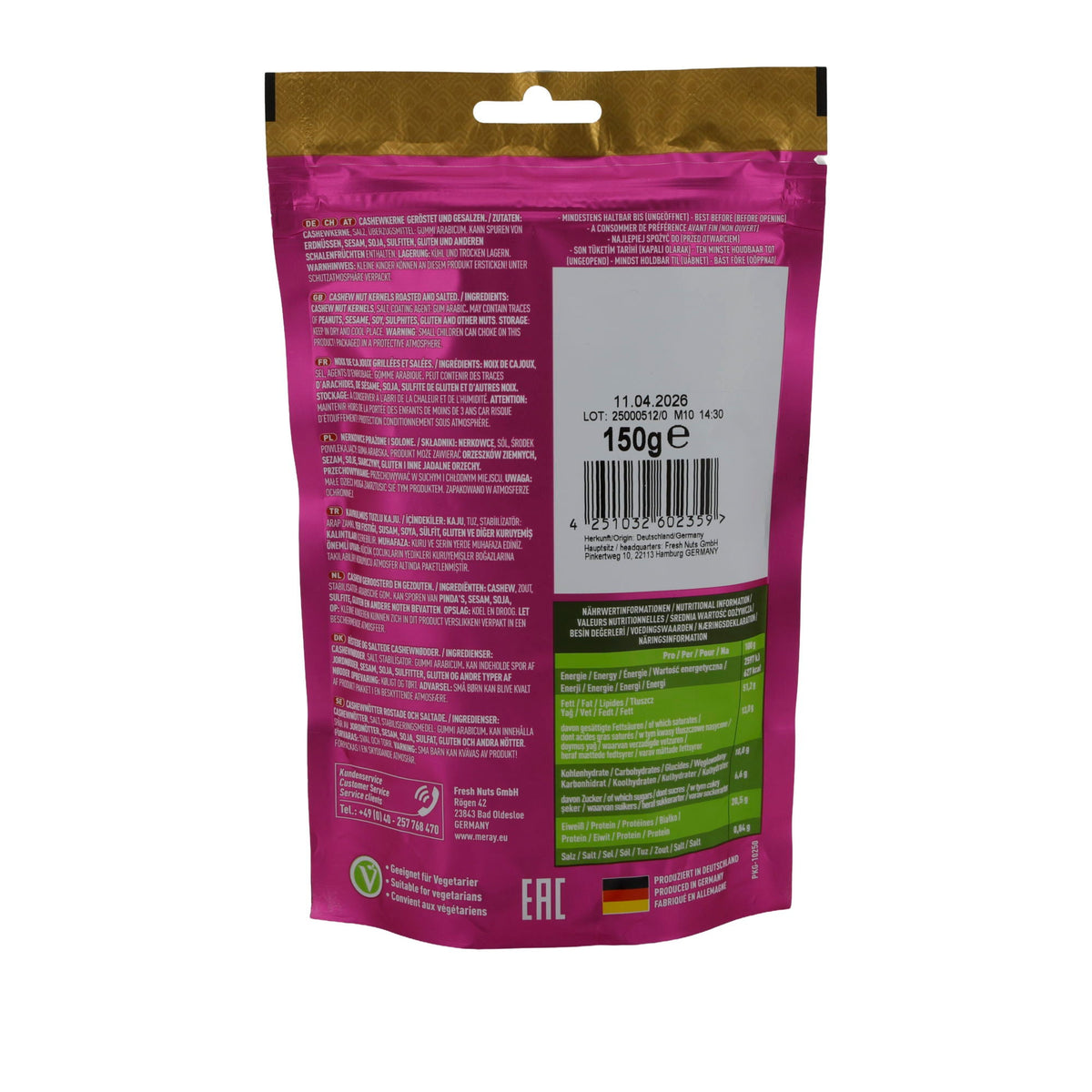 Geröstete und gesalzene Cashewkerne Meray | Nüsse | 150 g