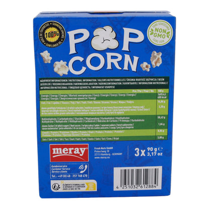 Popcorn au micro-ondes salé Meray | Bonbons | Délicieux snack avec 100 % d'huile de tournesol en pack de 3 | 270 g