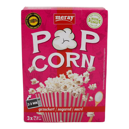 Zuckriges Mikrowellen Popcorn Meray | Süßigkeit | mit Sonnenblumenöl im 3er Pack | 270 g