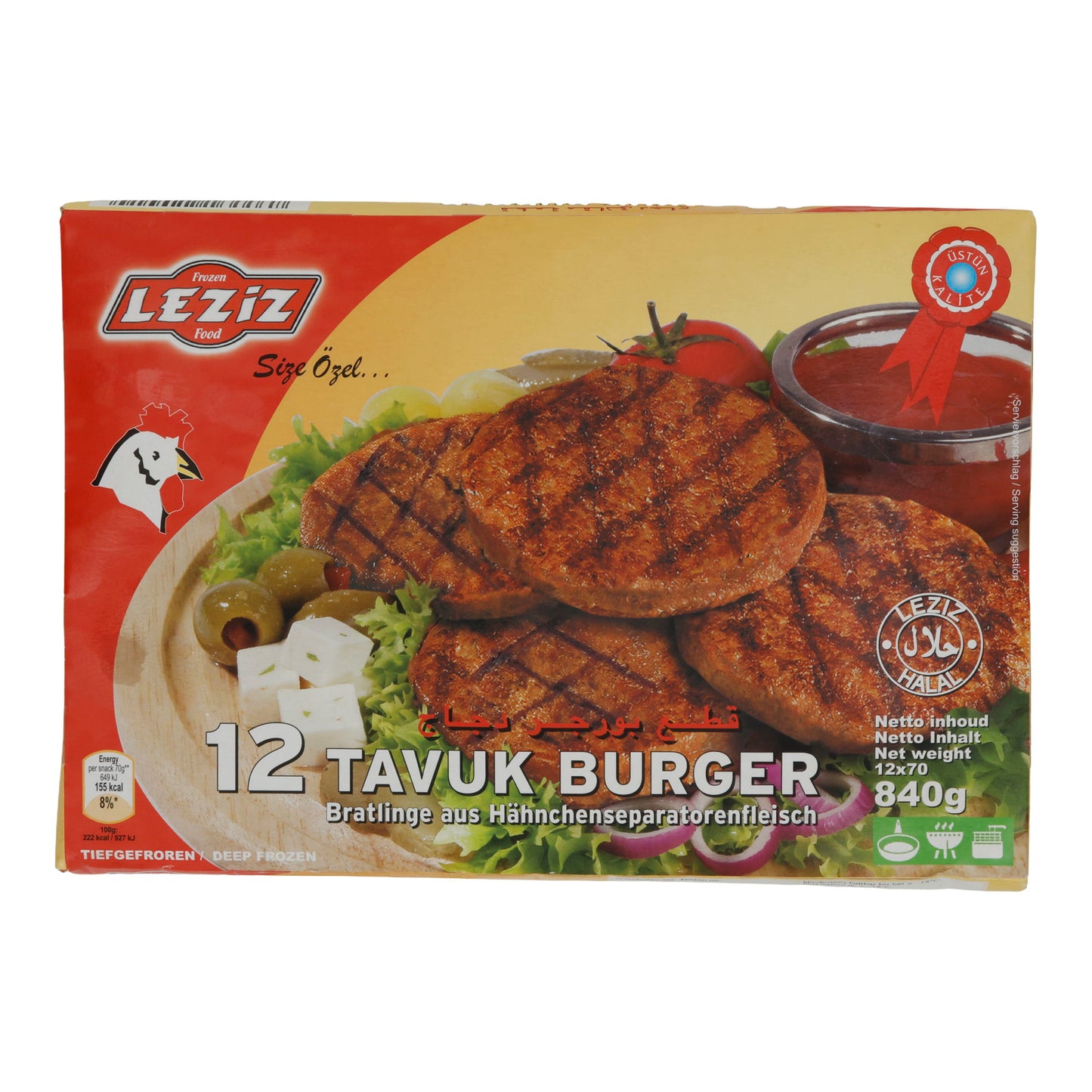 Burger Leziz | Tavuk Burger | 12 Hähnchenburger | 840 g