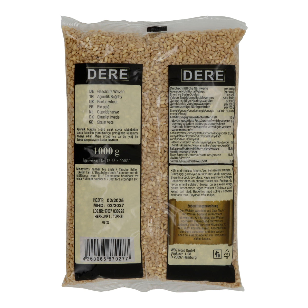 Weizen Dere | Aşurelik Buğday | Geschält für Spezialitäten | 1000 g
