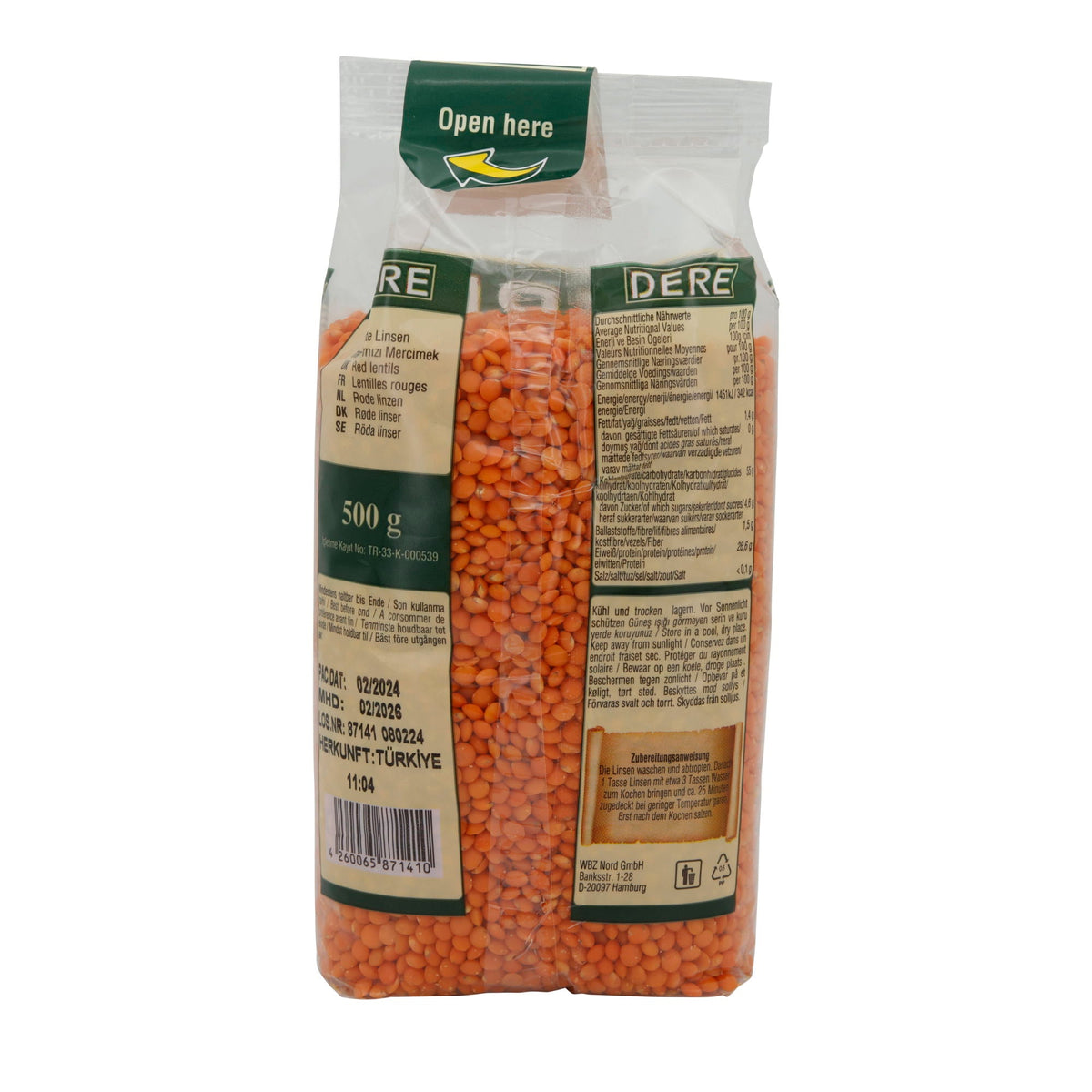 Rote Linsen Dere | Kirmizi Futbol Mercimek | 500g DERE