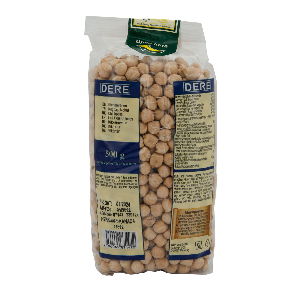 Kichererbsen Dere | Hülsenfrucht | Koçbaşı Nohut | 500g DERE