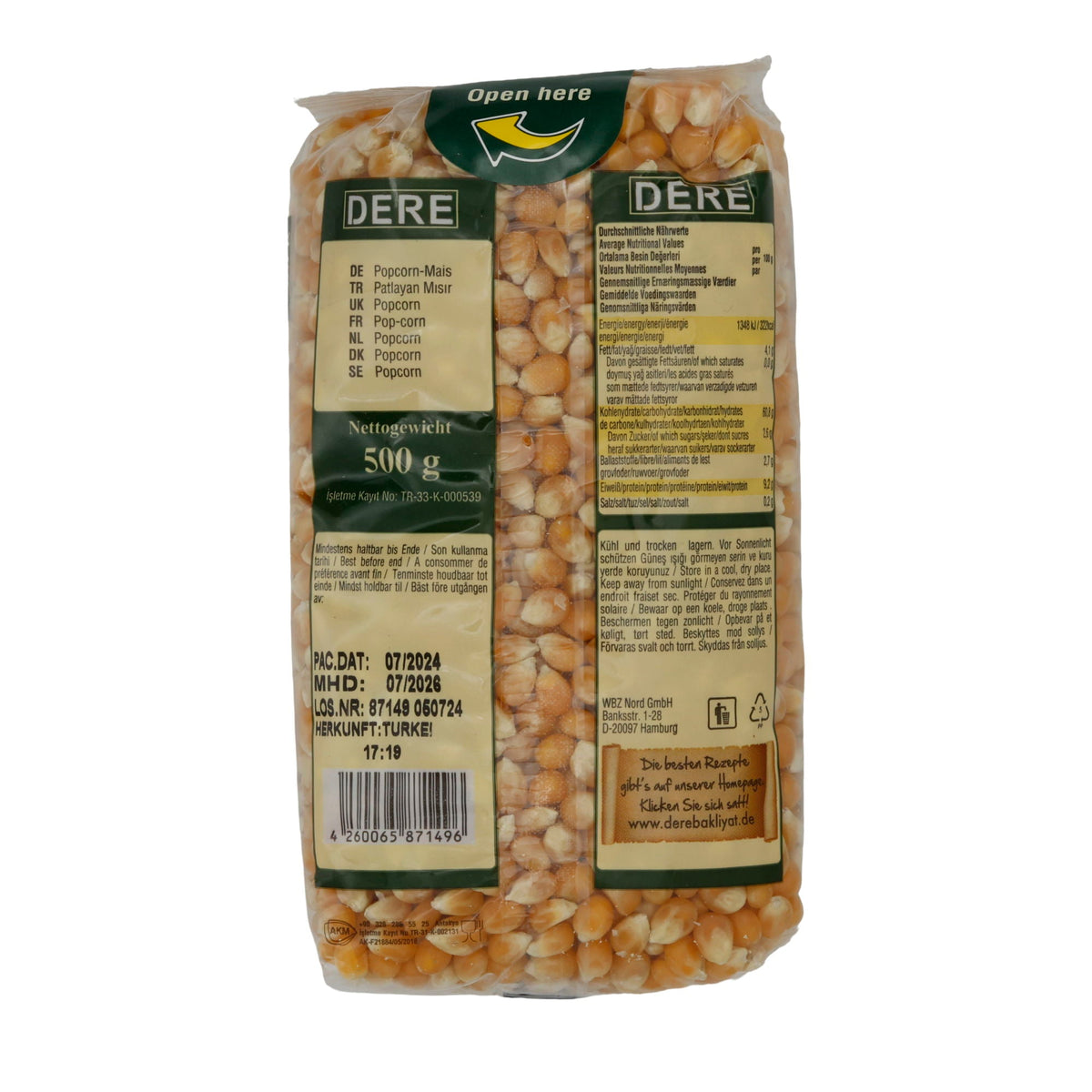 Popcorn-Mais Dere | Snack | Patlayan Mısır | 500g DERE